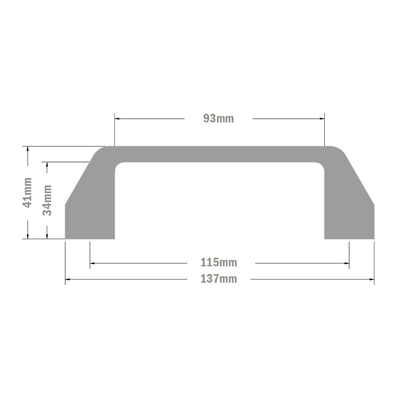50-210-3SS MODULAR SOLUTIONS 120 GRAY NYLON PULL HANDLE<BR>STAINLESS STEEL HARDWARE 26MM X 137MM X 41MM